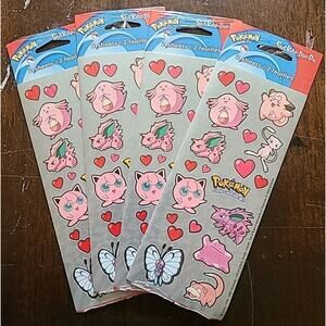 Lot 4x packs New vintage Y2K 2000 Pokémon pink Valentine's Day stickers 8 sheets